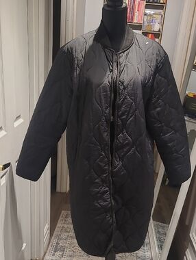 Pink Martini Black Quilted Long Puffer Coat
